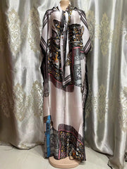 Oversized African Dashiki Abaya for Women – Loose - Fit Long Dress with Scarf - Free Delivery Worldwide only at Flexi Africa