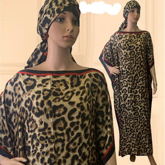 Oversized African Print Abaya Dress with Scarf - Loose, Long, and Fashionable for Women of All Sizes - Flexi Africa