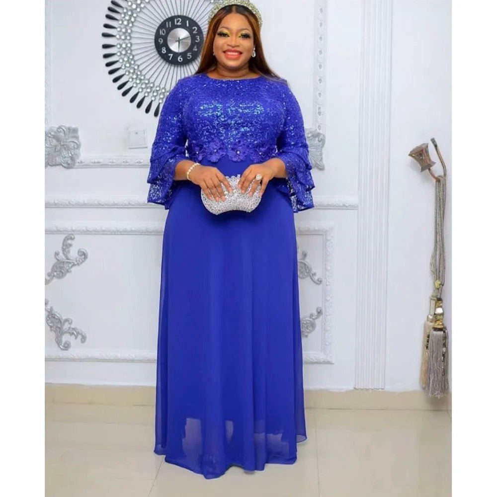 Plus Size African Party Dresses for Women 2025 New Fashion Dashiki Ankara Lace Wedding Gowns Elegant Turkey Muslim Maxi Dress - Free Delivery Worldwide only at Flexi Africa