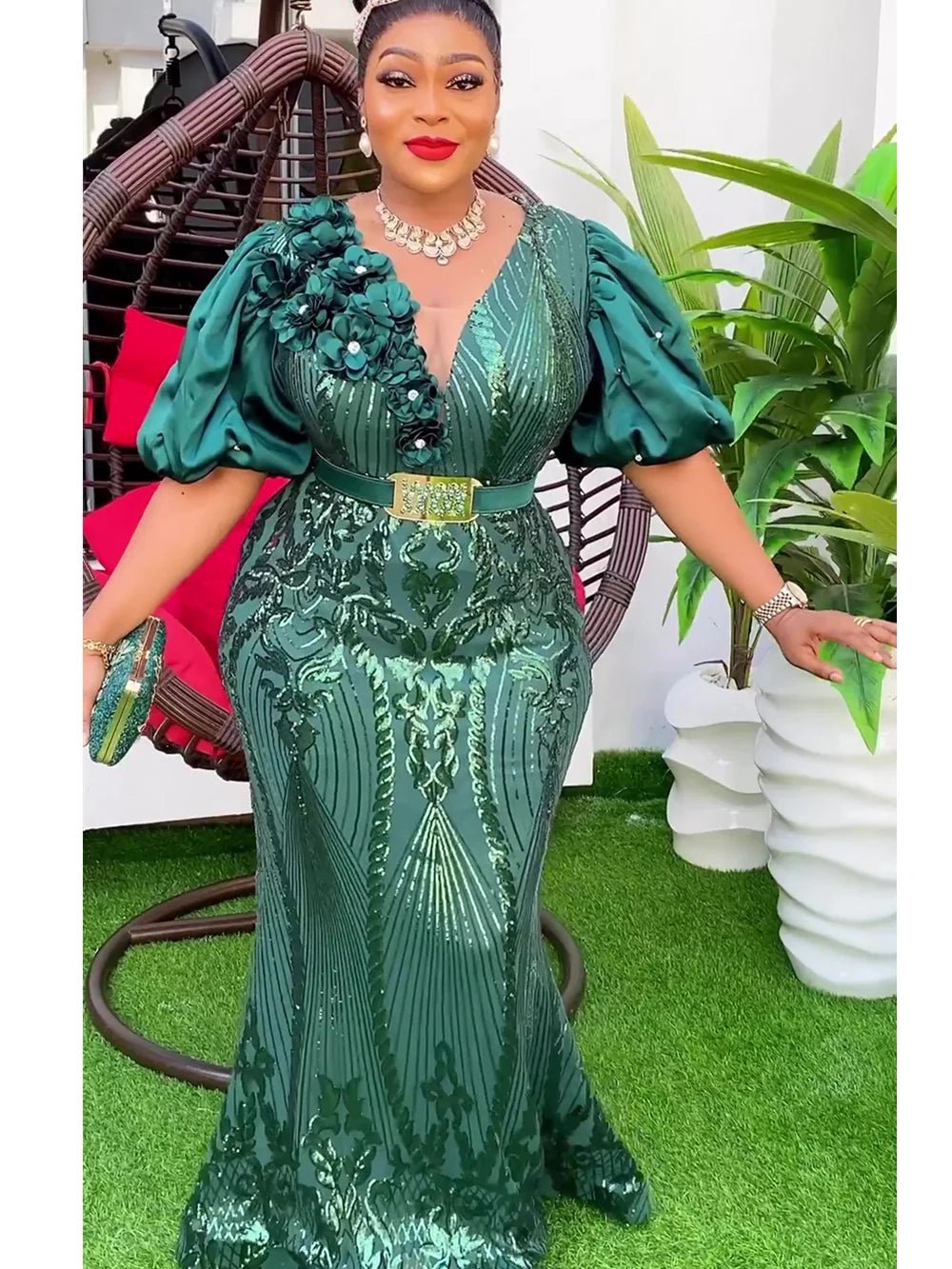 Plus Size African Party Dresses for Women Dashiki Sequin Wedding Evening Gown Sexy Bodycon Maxi Long Dress Africa Clothes - Flexi Africa - Flexi Africa offers Free Delivery Worldwide - Vibrant African traditional clothing showcasing bold prints and intricate designs