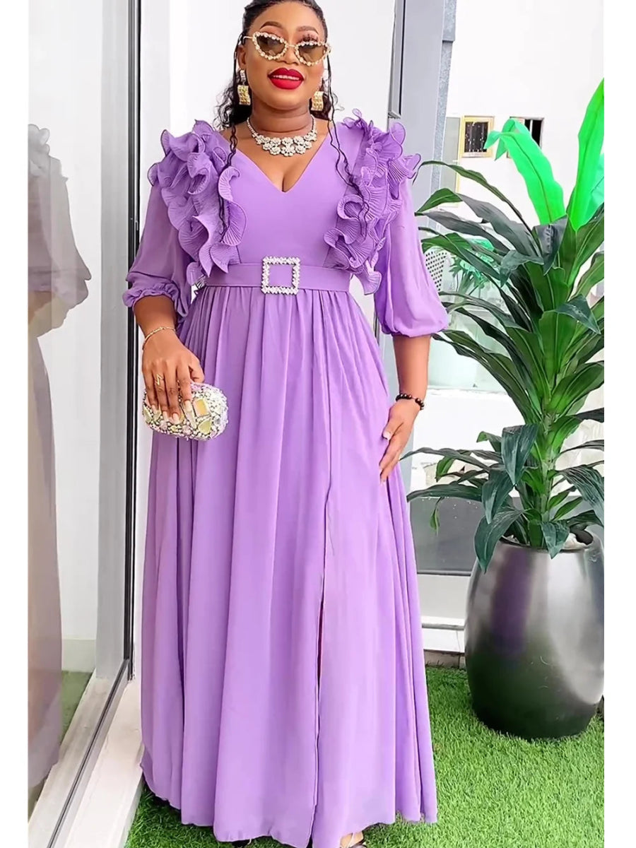 Plus Size African Party Dresses for Women Summer Fashion Chiffon Evening Gown Elegant Maxi Long Dress - Free Delivery Worldwide only at Flexi Africa