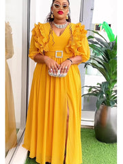 Plus Size African Party Dresses for Women Summer Fashion Chiffon Evening Gown Elegant Maxi Long Dress - Free Delivery Worldwide only at Flexi Africa