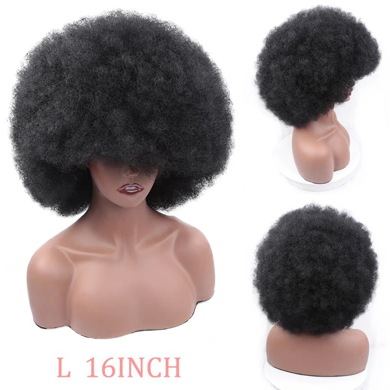 Short Afro Wigs Black Hair for Women Short Kinky Curly Wigs With Bangs - Free Delivery Worldwide only at Flexi Africa