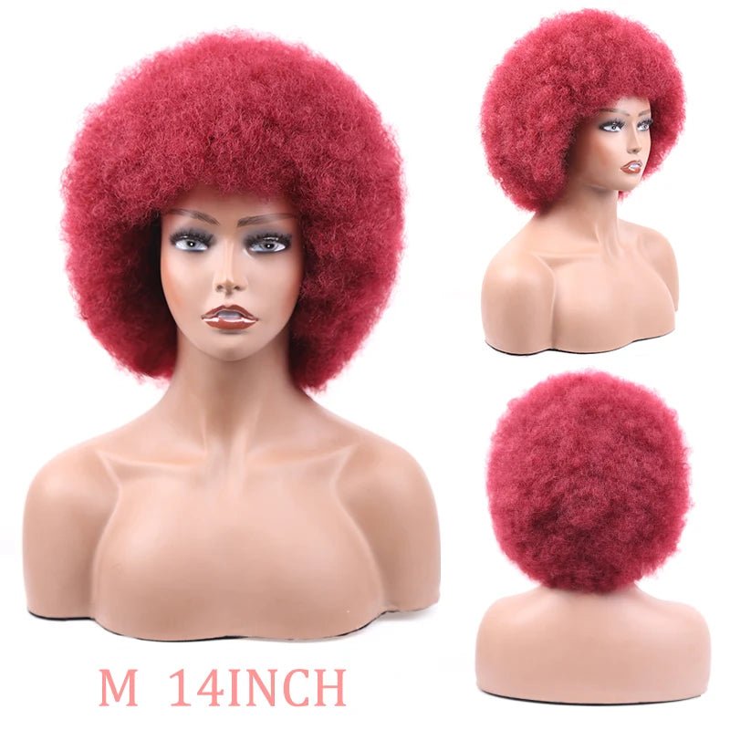 Short Afro Wigs Black Hair for Women Short Kinky Curly Wigs With Bangs - Free Delivery Worldwide only at Flexi Africa