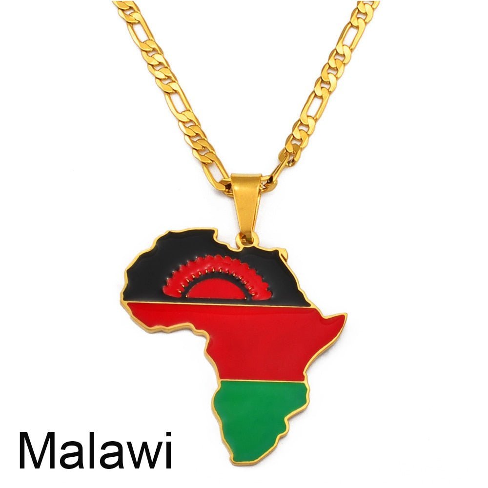 Showcase Your African Roots with Our Hip - hop Africa Map Pendant Necklace - Free Delivery Worldwide only at Flexi Africa