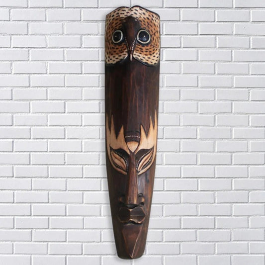 Solid Wood African Mask: Wall Hanging Woodcut Decoration for Bars and Restaurants - Free Delivery Worldwide only at Flexi Africa