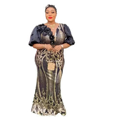 Springtime Elegance: African Party Dresses for Women – Dashiki Ankara Sequin Evening Gown - Flexi Africa - Flexi Africa offers Free Delivery Worldwide - Vibrant African traditional clothing showcasing bold prints and intricate designs