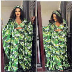 Stylish 4PC African Dashiki Ensemble: Long Tops, Bra, Scarf, and Wide Pants - Perfect Party Dresses Women www.flexiafrica.com