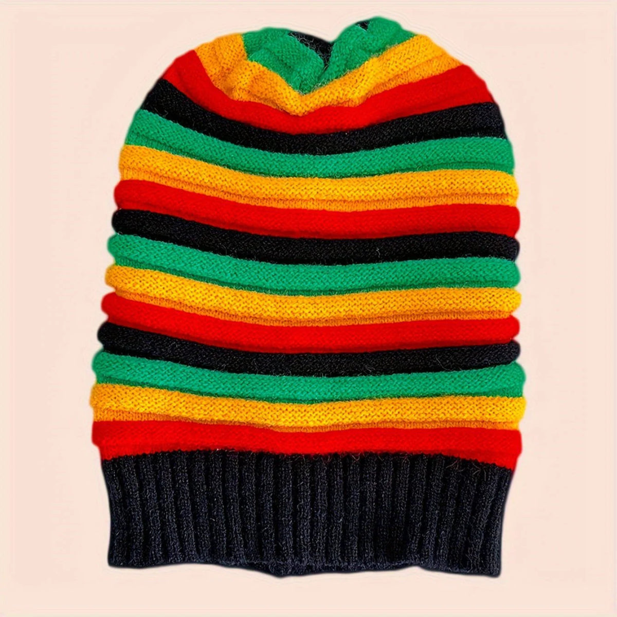 Trendy Striped Rasta Hats: Unisex Knitted Slouchy Beanie - Classic Color Block Coldproof Warm Skull Cap - Free Delivery Worldwide only at Flexi Africa