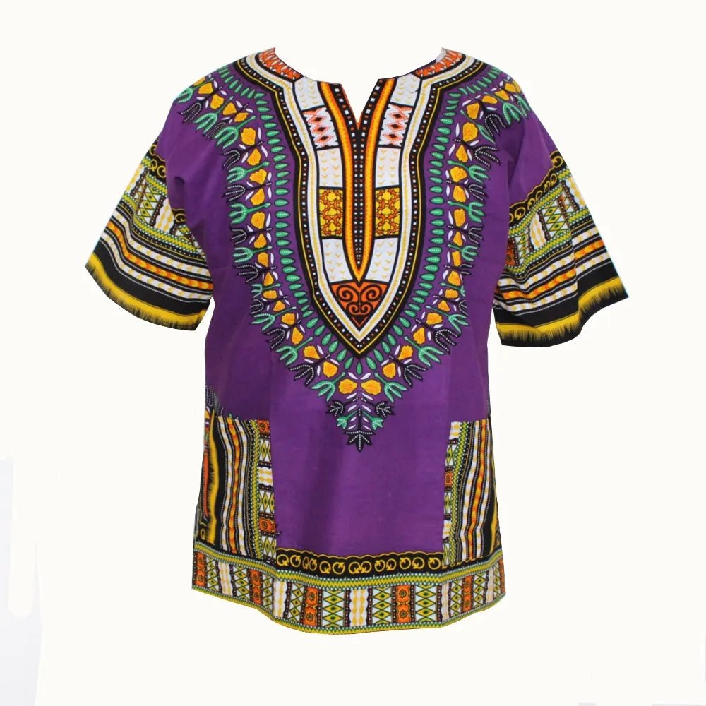 Unisex 100% Cotton Dashiki T-Shirts – Traditional African Print Fashion Design - Free Delivery Worldwide only at Flexi Africa