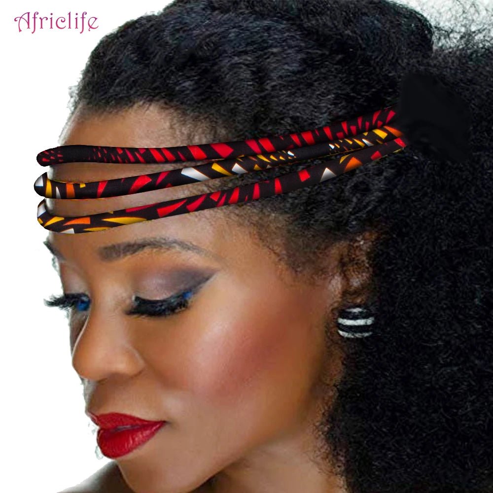 Vibrant Afrocentric Headband: Handmade African Wax Print with Colorful Kente Design - Flexi Africa - Free Delivery Worldwide