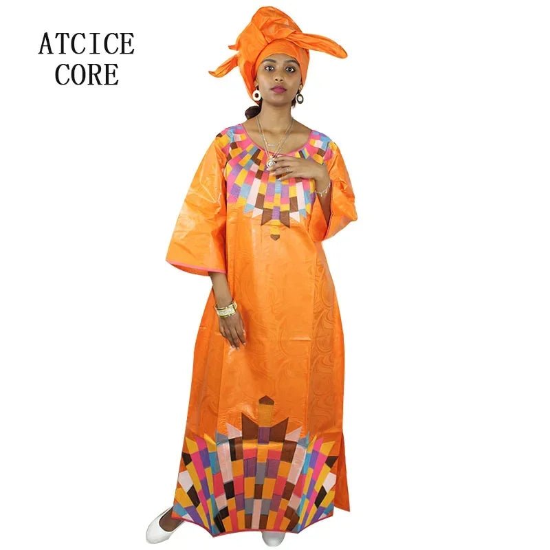 Women's African Dresses: Fashionable New Bazin Riche Embroidery Design - Free Delivery Worldwide only at Flexi Africa