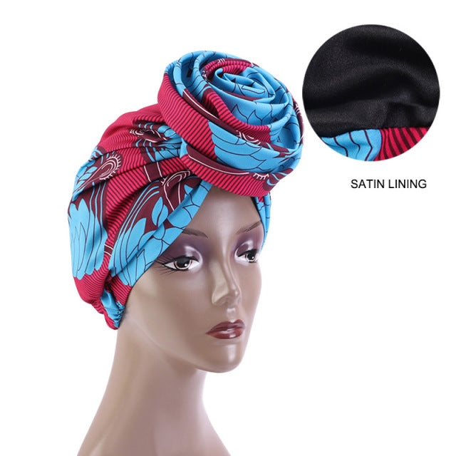 African Print Stretch Bandana Head Wrap Floral Ankara Dashiki Women - Free Delivery Worldwide only at Flexi Africa